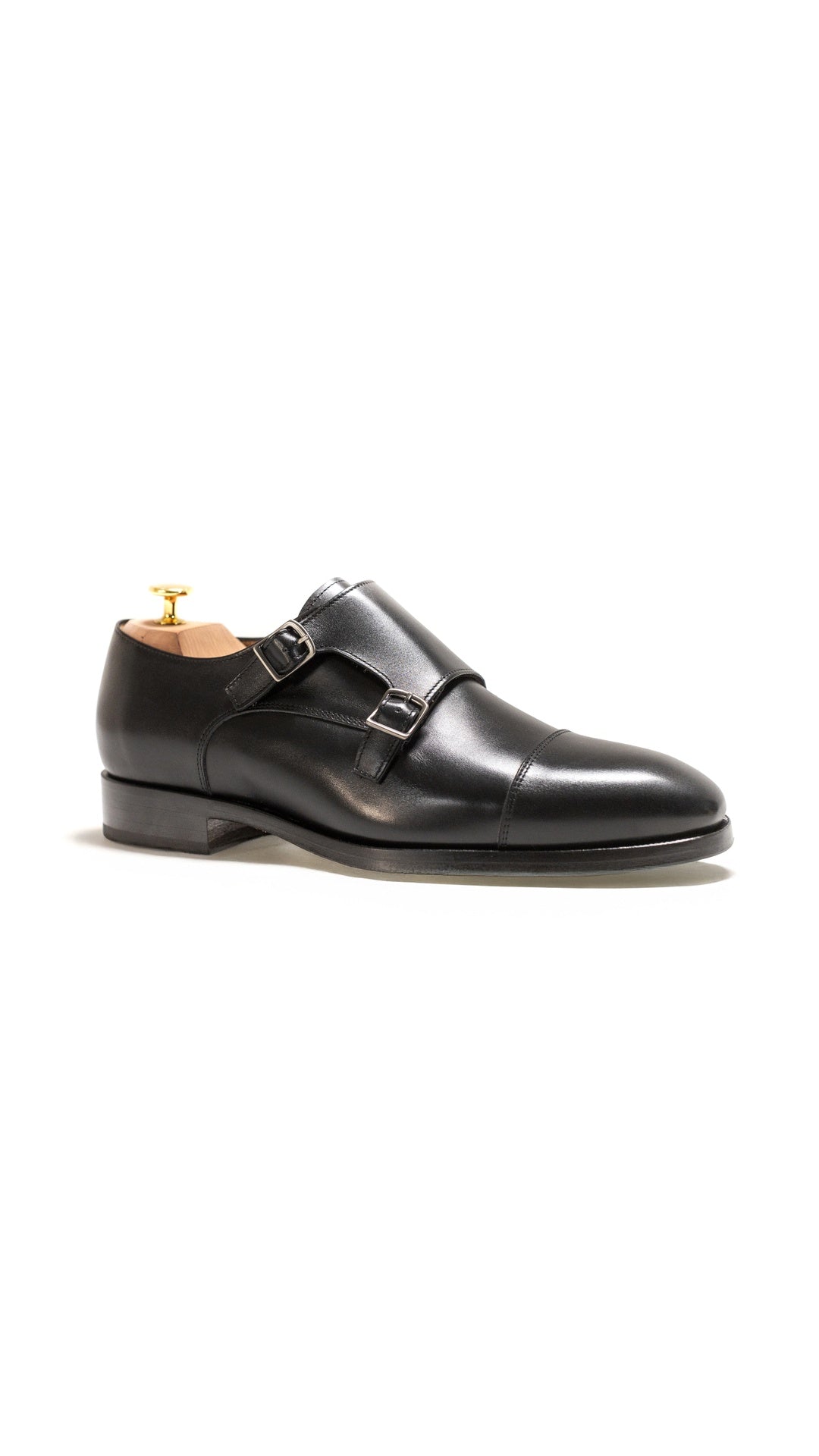 ELLIOT BLACK LEATHER MONK STRAP