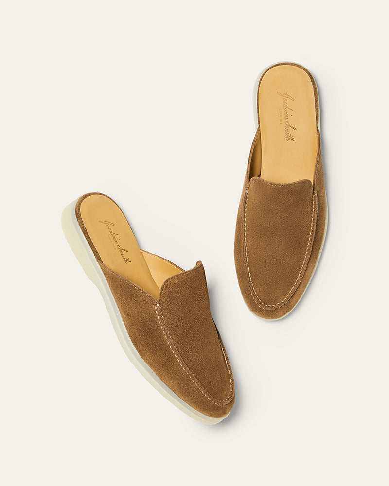 DELILAH WOMENS TAN SUEDE SLIP-ON LOAFER