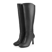 ALBA BLACK LEATHER KNEE HIGH BOOT