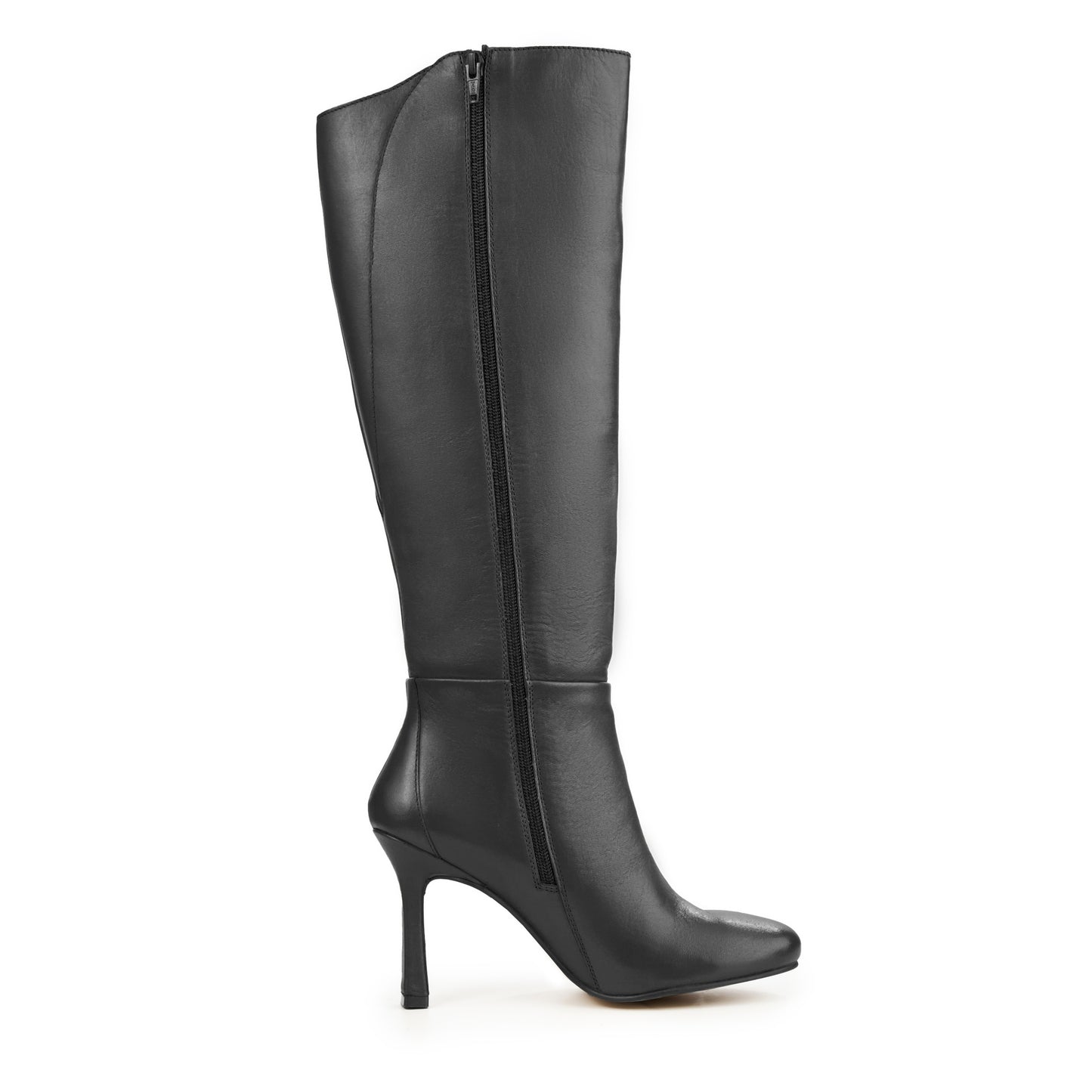 ALBA BLACK LEATHER KNEE HIGH BOOT