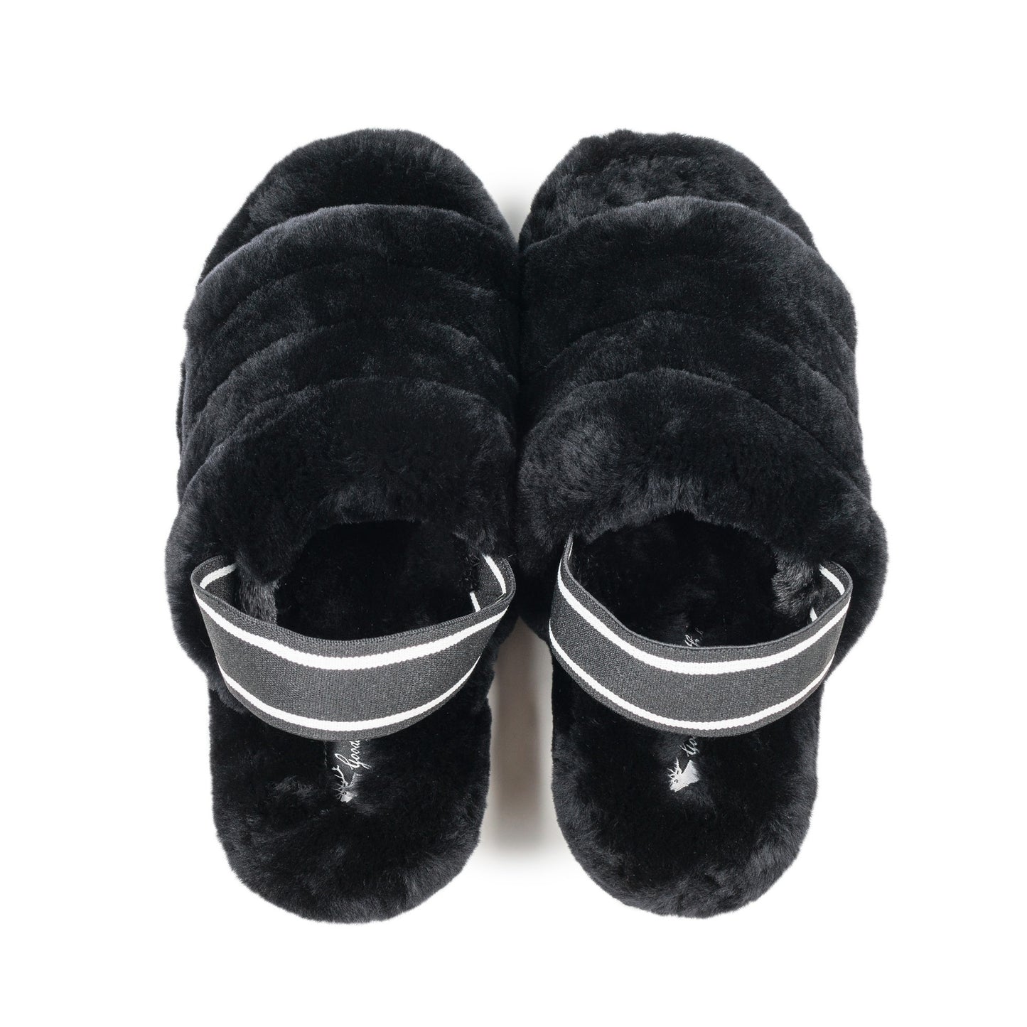 AVA BLACK SHEEPSKIN SLIPPER SLING BACK