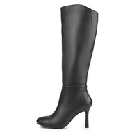 ALBA BLACK LEATHER KNEE HIGH BOOT