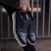 RIPLEY NAVY WEDGE DERBY BROGUE