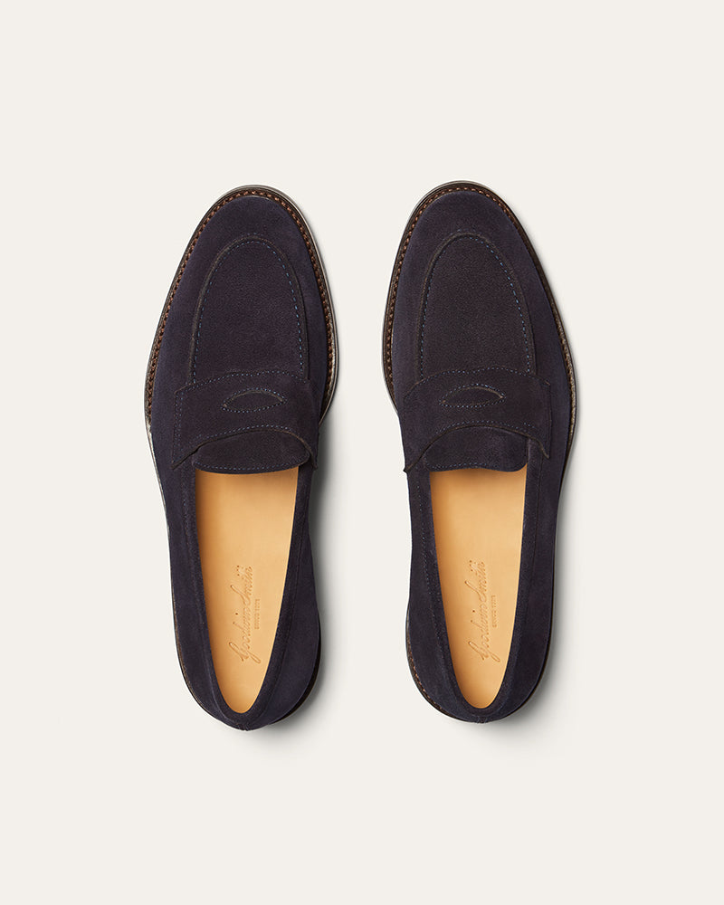 CHESTER NAVY SUEDE PENNY LOAFER
