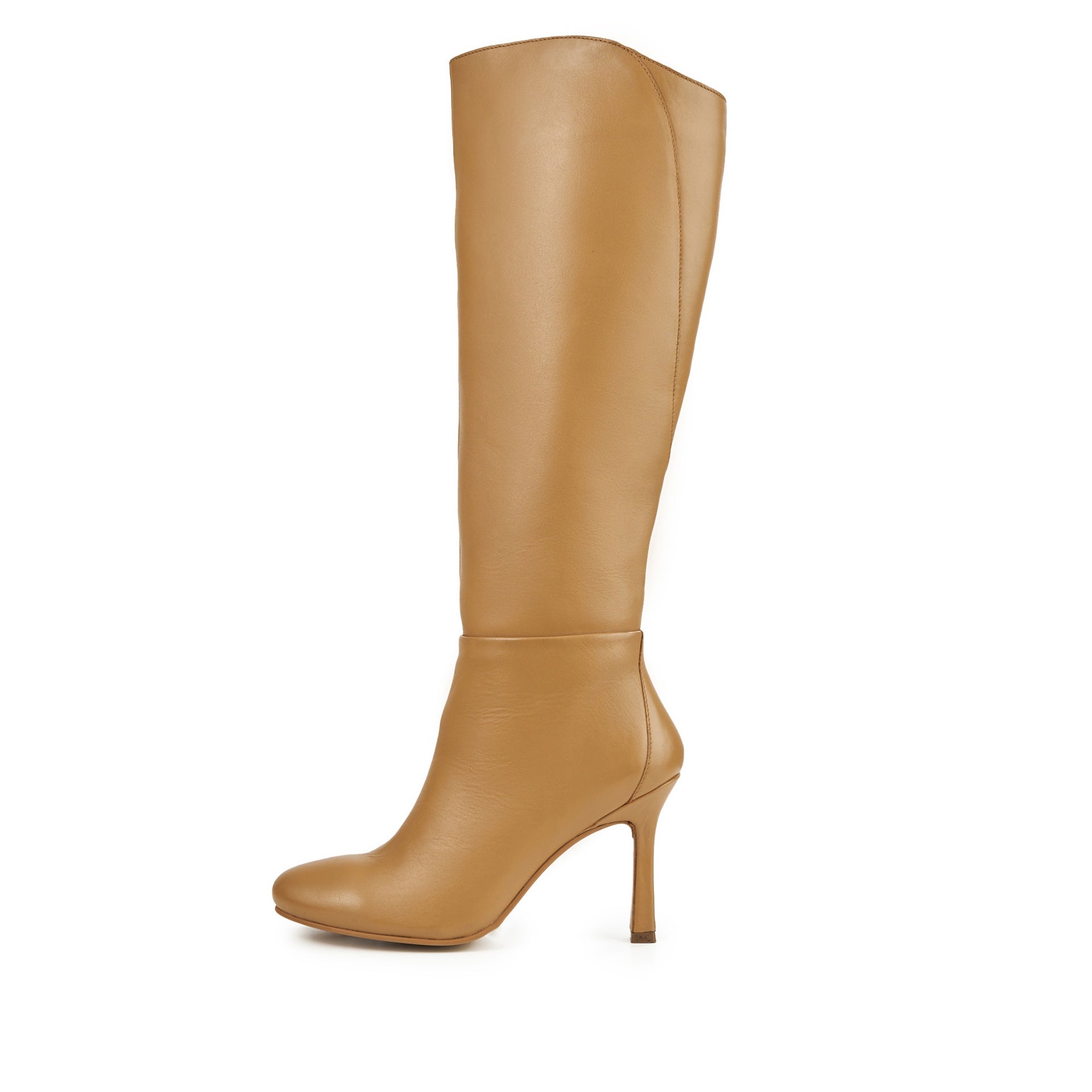 ALBA TAN LEATHER KNEE-HIGH HEELED BOOT