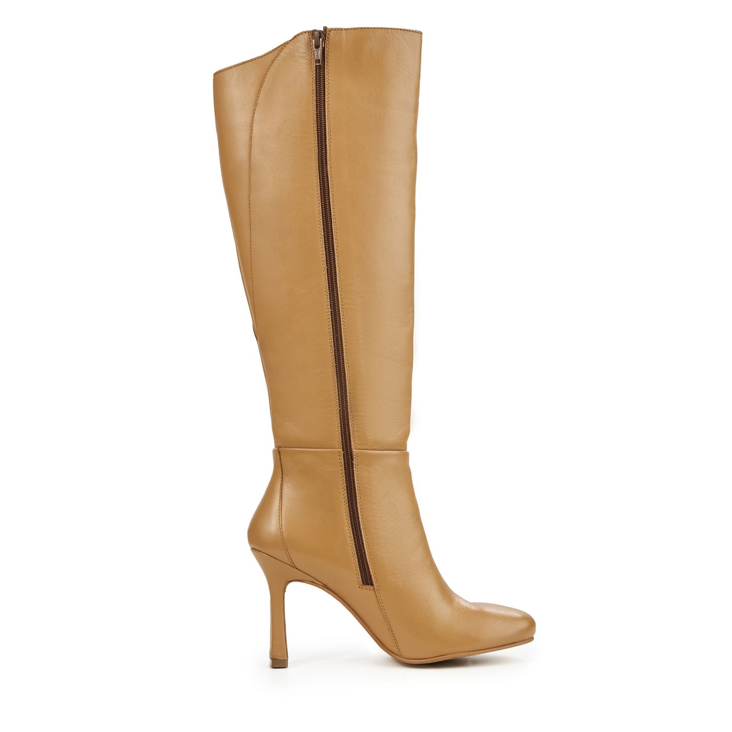 ALBA TAN LEATHER KNEE-HIGH HEELED BOOT