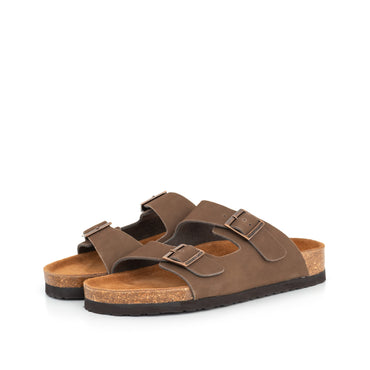 SANDALE EN NUBUCK MARRON HIBISCUS POUR HOMME