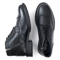 MENS HANS BLACK ZIP & LACE BROGUE BOOT