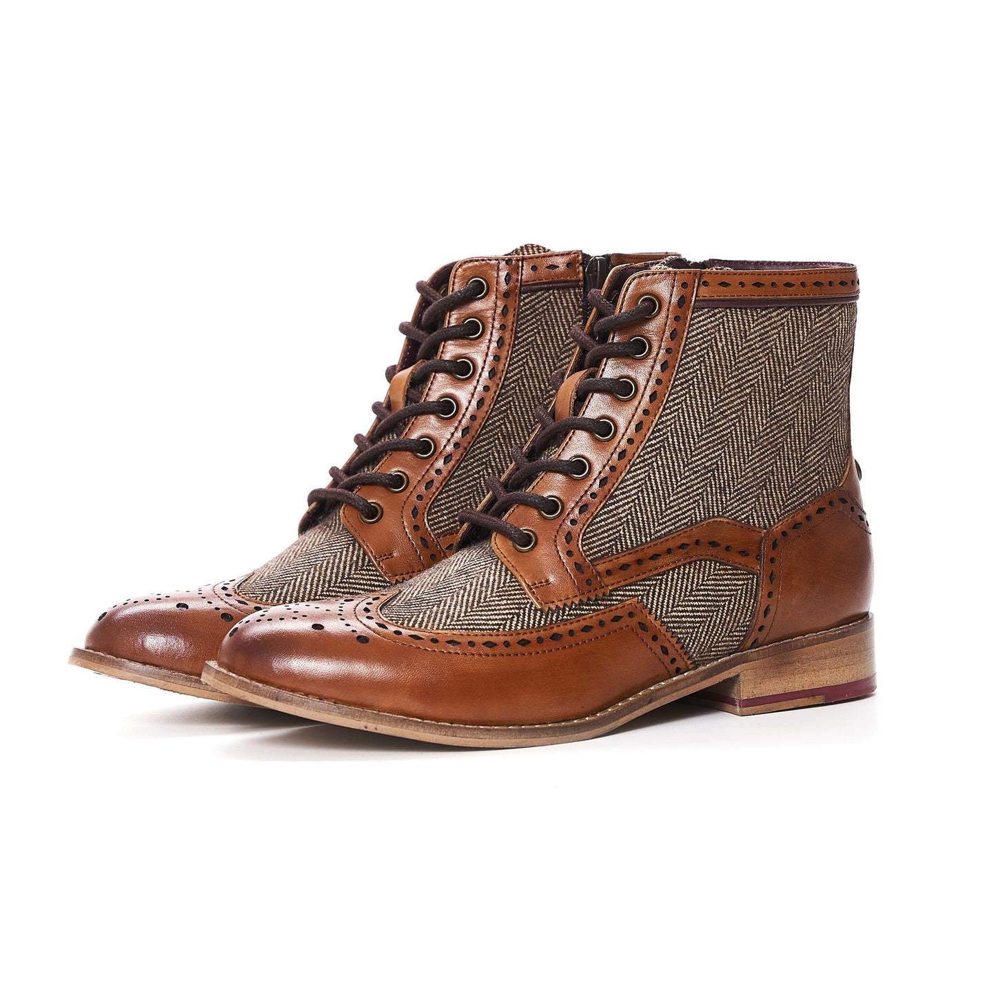 ERICA 2.0 TAN TWILL BROGUE BOOT