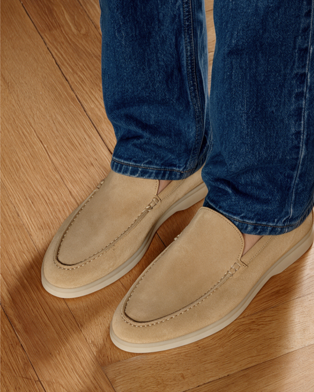 CAMILE WOMENS BEIGE SUEDE LOAFER