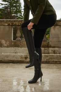 ALBA BLACK LEATHER KNEE HIGH BOOT