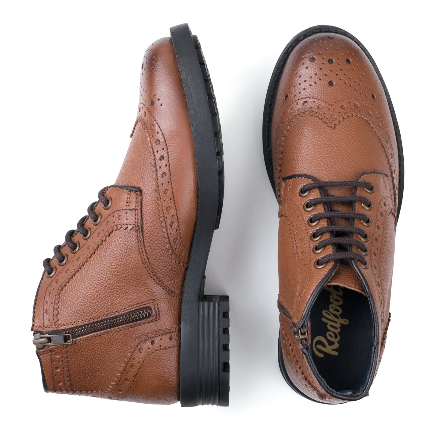 MENS HANS TAN ZIP & LACE BROGUE BOOT