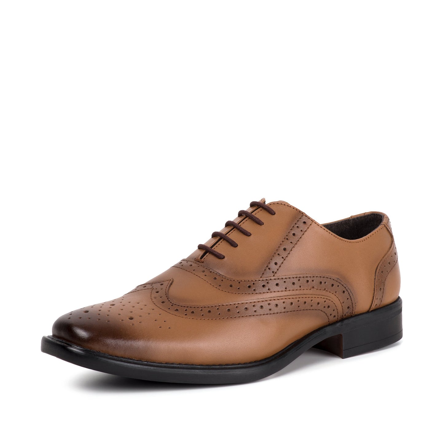 MENS NEVILLE BURNISHED TAN OXFORD BROGUE SHOE