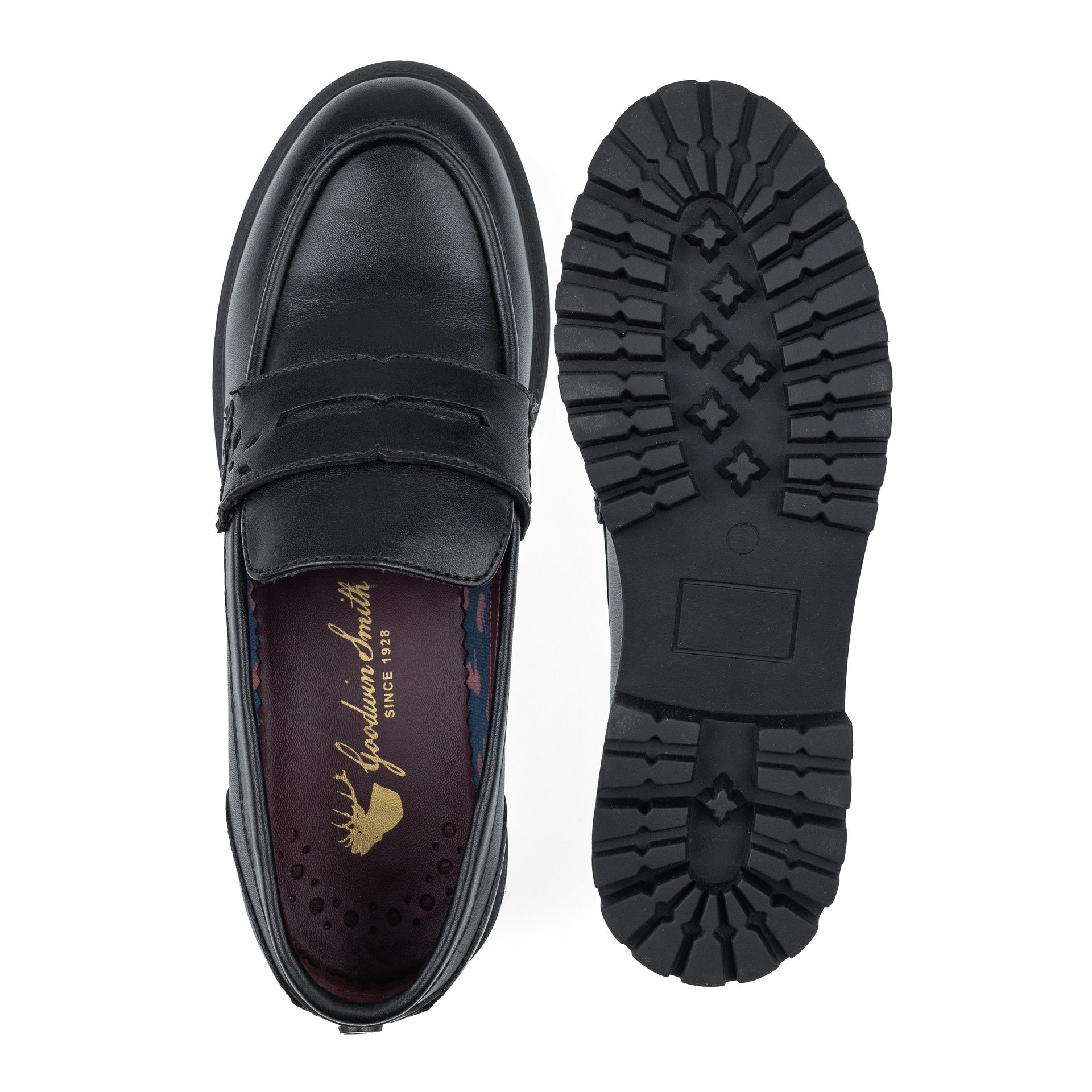 Womens black chunky loafers hotsell