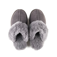 ANN GREY SHEEPSKIN SLIPPER MULE