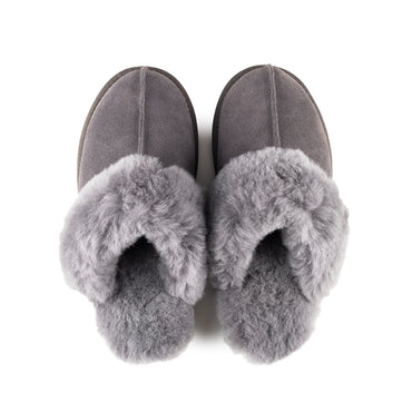 ANN GREY SHEEPSKIN SLIPPER MULE