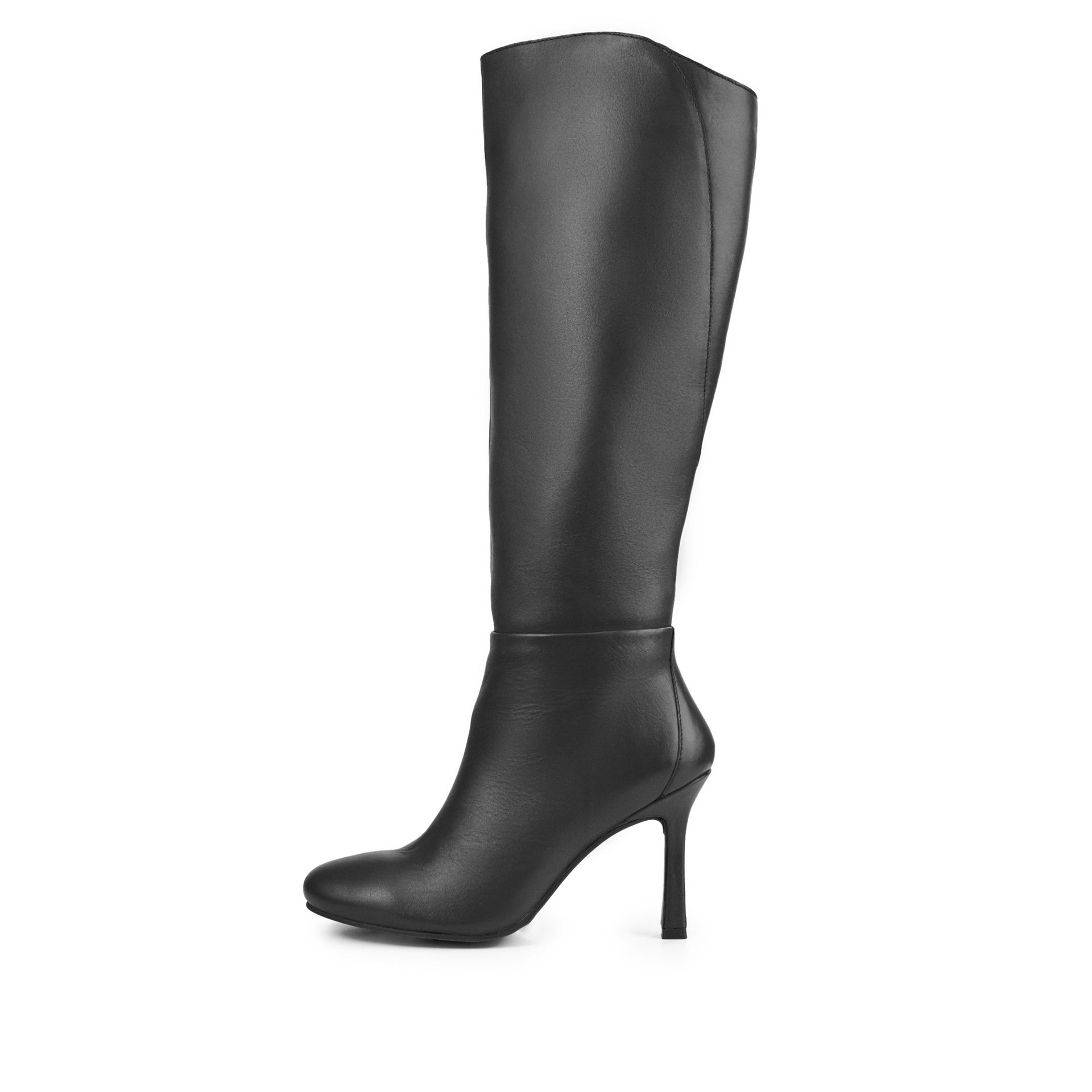 ALBA BLACK LEATHER KNEE HIGH BOOT