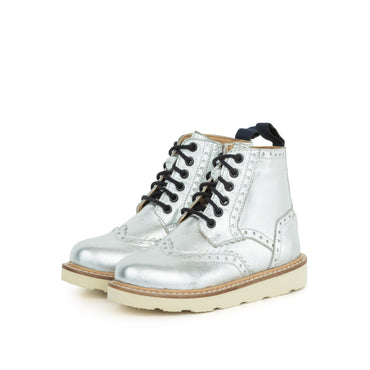 Kids Brooke Silver Brogue Boot