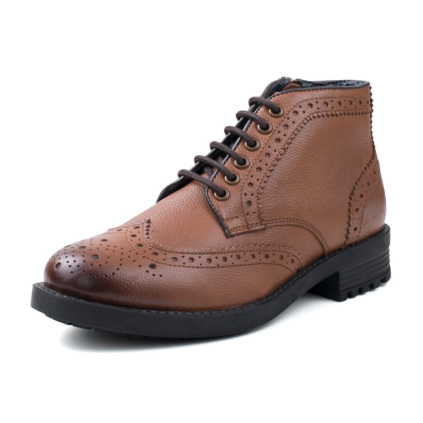 MENS HANS TAN ZIP & LACE BROGUE BOOT