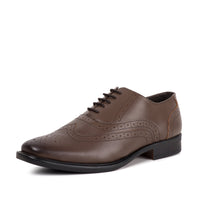 MENS NEVILLE BROWN LEATHER OXFORD BROGUE SHOE